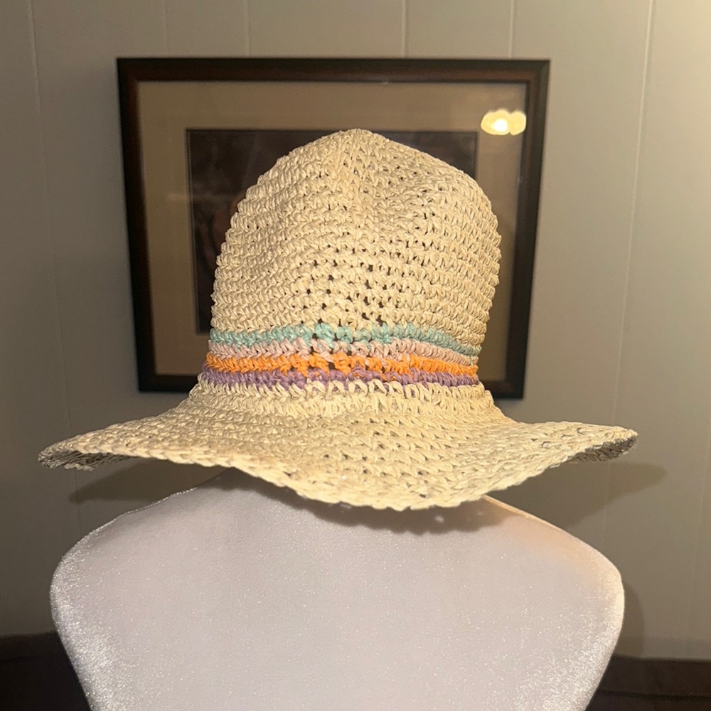 Stylish Straw Hat with Colorful Bands
